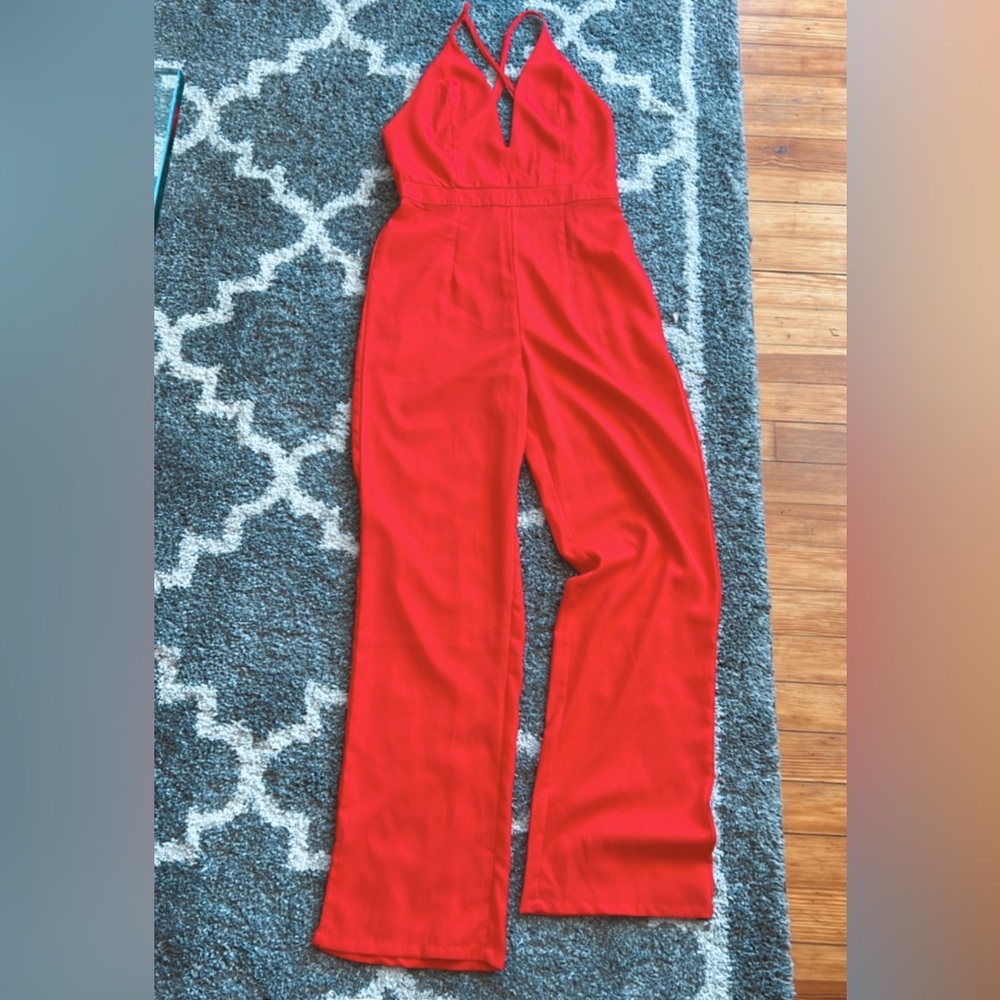 Super light weight material, beautiful red jumpsuit.
